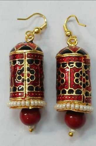 Red Meenakari Design Fashion Earring