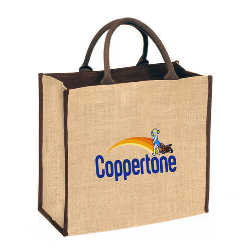 Printed Jute Promotional Bag - 16 H x 15 W x 6 Gusset Inch, Eco-Friendly Multicolor Design, Customizable Quality and Strength, Easy to Carry