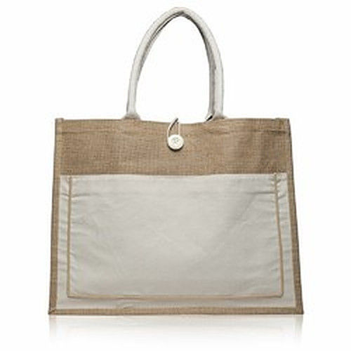 Brown And White Jute Hessian Cloth Bag