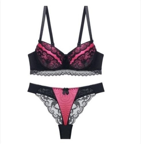 Spandex Womens Black And Pink Lingerie Set at Best Price in New Delhi