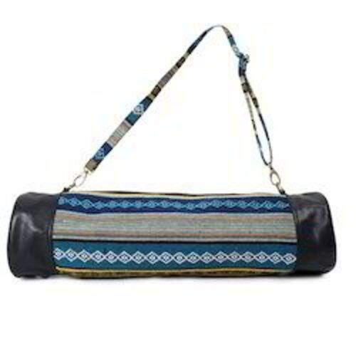 Blue & Black Canvas Leather Duffle Bag