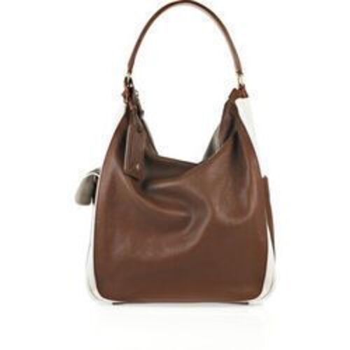 Brown Pure Leather Hobo Handbag