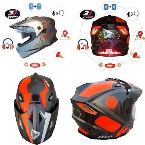 Greenstone Smart Motocross Dual Bluetooth Helmets With Turn Indicator And Brake Lights