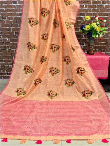 Ladies Linen Embroidery Saree