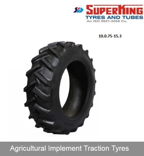 Superking Agricultural Implement Traction Tyre - Rubber, Size 10.0/75-15.3, Ply Rating 12, Load Capacity 1700/1180 | Solid Tire Design, Optimal Traction