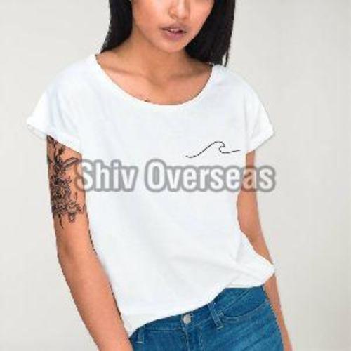 Ladies Round Neck T-Shirt - Cotton, Available in L, M, S, XL Sizes, Off White Color | Anti-Wrinkle, Comfortable, Very Good Quality, Casual Wear