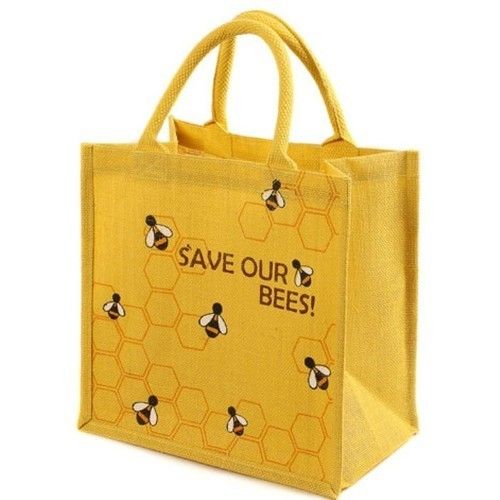 Yellow Abrasion Resistance Printed Jute Bag