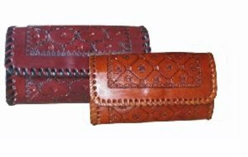 Red & Brown Ladies Pure Leather Wallets