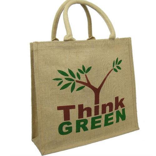 Double Compartment Printed Jute Shopping Bag