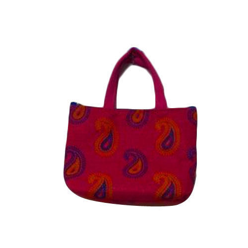 Embroidered Pattern Jute Tote Bag