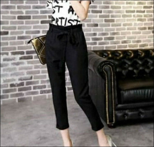 Washable Ladies Black Plain Pants