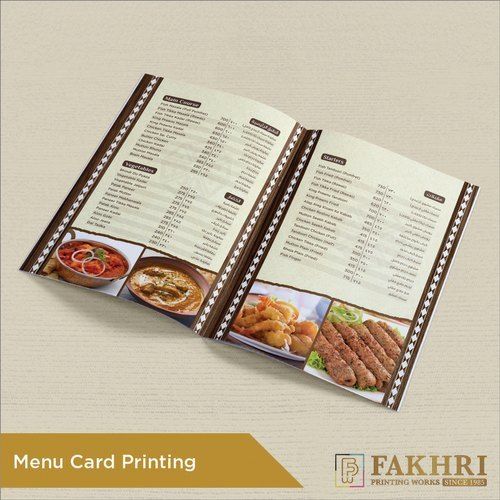 Menu Card Printing Service