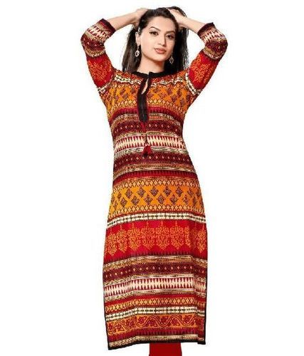 Various Colors Are Available Full Sleeve Women Printed Kurtis