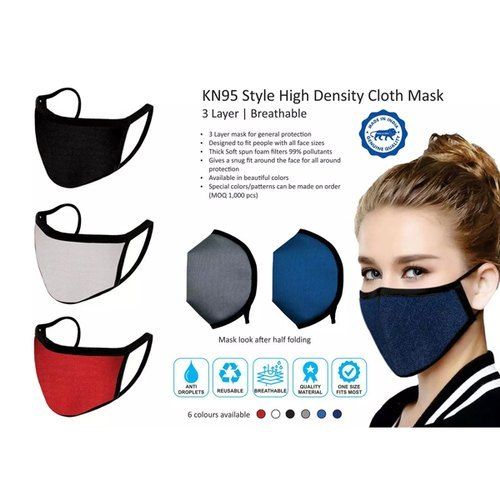 Kn95 Style High Density Cloth Face Mask With 3 Layer Breathable Gender: Unisex