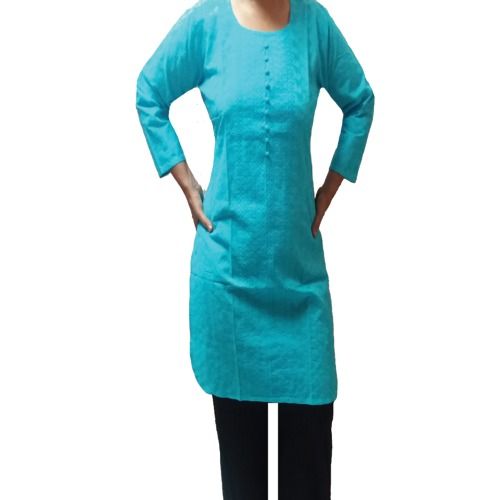 Mulicolor Round Neck Ladies Chikan Kurti