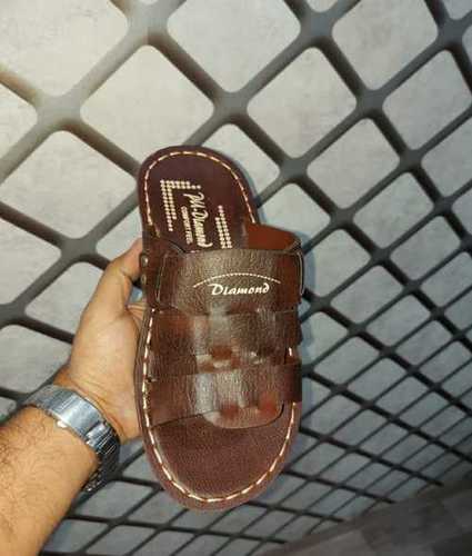 Brown Comfortable Pu Slippers For Mens