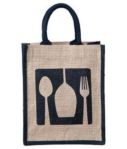 Cotton Padded Handle Jute Lunch Bag