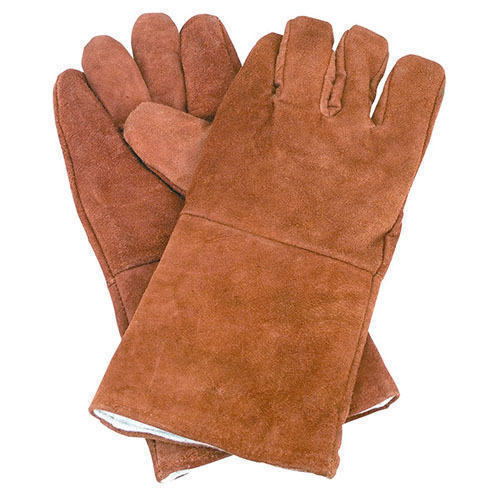 Brown Plain Leather Welding Gloves