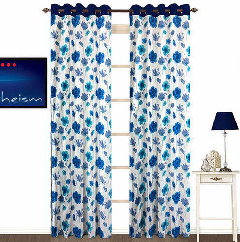 Multi Color Floral Eyelet Polyester Door Curtain Set 