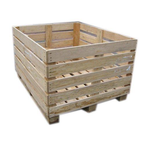 Wood Rectangular Brown Wooden Packing Crate