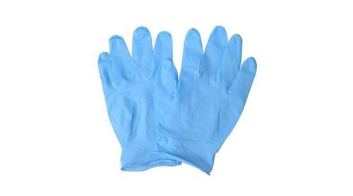 Plain Blue Colored Full Fingered Nitrile Gloves