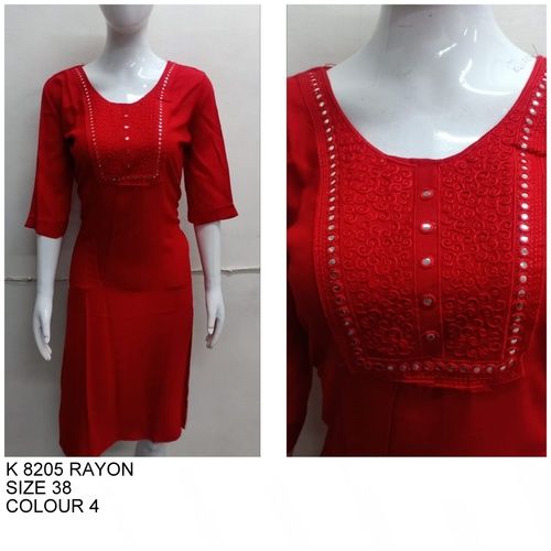 Rayon Comfortable To Wear Plain Kurti