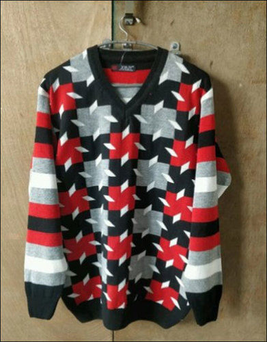 Multicolor V Neck Designer Mens Sweater