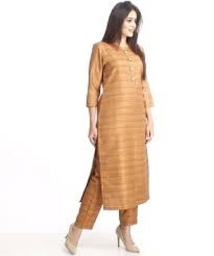 Various Colors Are Available Long Sleeve Ladies Silk Kurtis