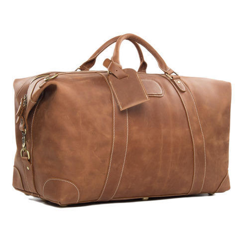 Brown Leather Travel Bag Gender: Unisex