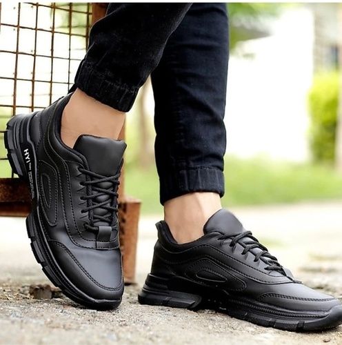 Black Lace-Ups Casual Sneakers Shoes