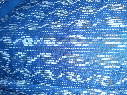 Cotton Blue Color Printed Kantha Fabric