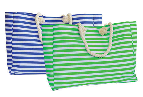 Multicolor Strip Printed Canvas Shopping Bag