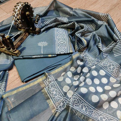 Hand Block Print Chanderi Silk Suit