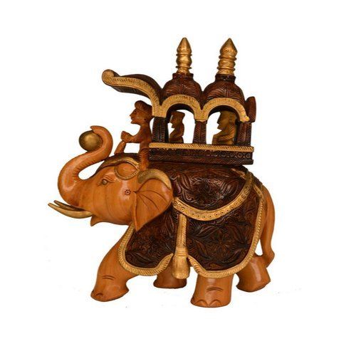 Santarms Wooden Carved Chhatri Ambari Elephant