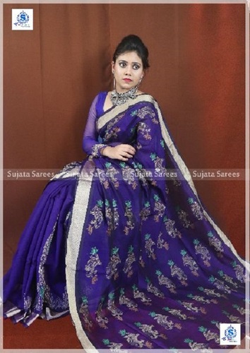 Party Wear Blue Colored Women Baha Sarees