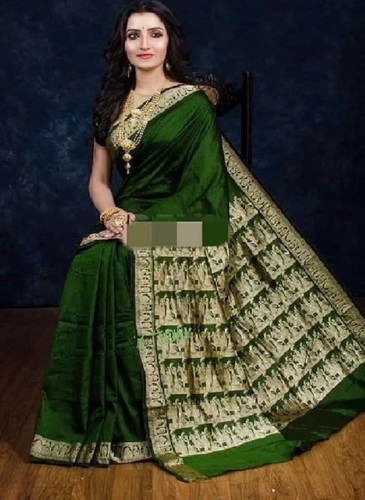 Party Wear Green Colored Women Silk Baluchuri Saree