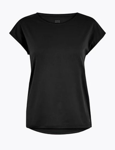 Black Ladies Feature Back Short Sleeve Top