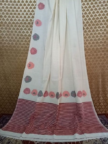 Party Wear White Color Women Khadi Sarees