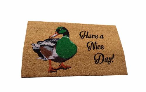 Brown Coir Garden Coir Door Mat, Duck Have A Nice Day Mat