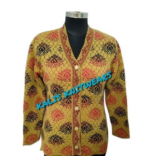 Brown Ladies Casual Wear Woolen Cardigan