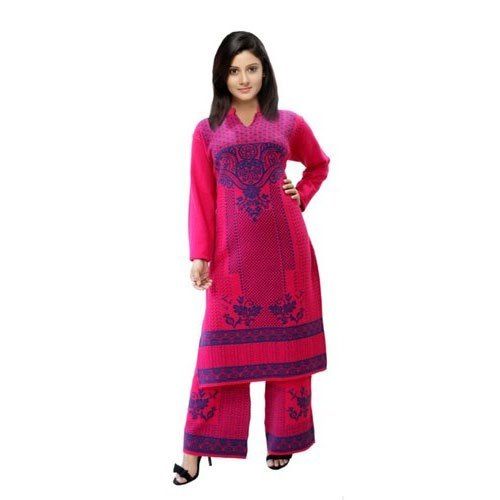 Multicolor Ladies Stitched Woolen Palazzo Suit