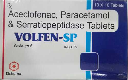 General Medicines Aceclofenac Paracetamol And Serratiopeptidase Tablets