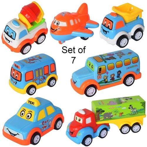 Multi Color Friction Pull Back Car Set Of 7