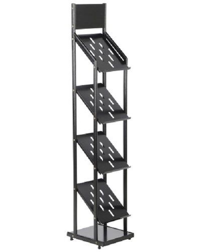 Black And Gray Open Storage Magazine Display Rack