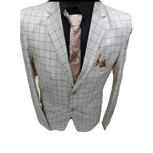 Yellow Mens Check Party Wear Blazer