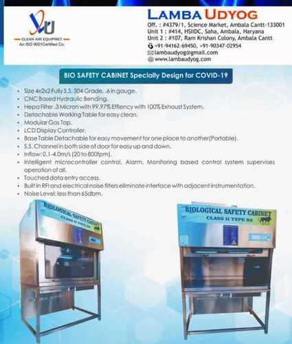 Bio Safety Cabinet Specially Design For Covid 9