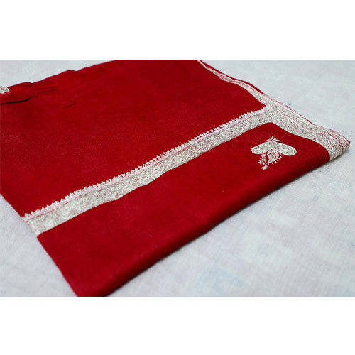 Grey Casual Wear Red Embroidered Pashmina Shawl