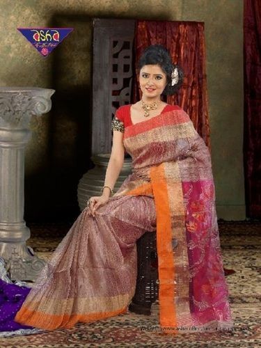 Various Colors  Are Available Wrinkle Free Gicha Jamdani Saree