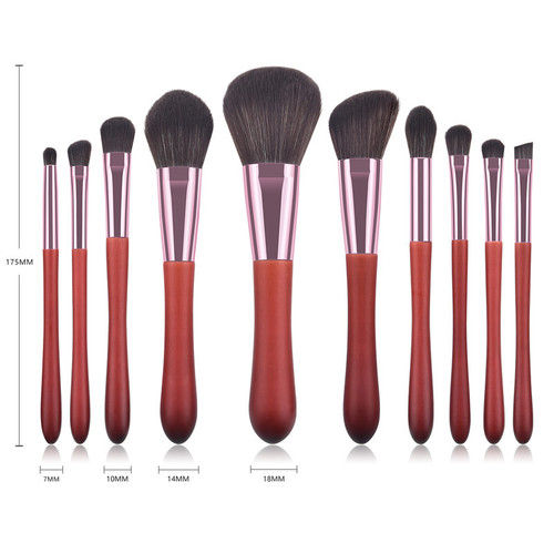 10PCS Professional Red Wood Cosmetic Brush Set