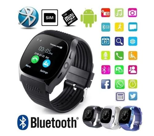 Bilton Smart Watch T8 BT 3.0 Smart Wrist Watch Support Sim and TF Card  Camera Pedometer Sport Tracker for iOS iPhone Android : Amazon.in:  Electronics
